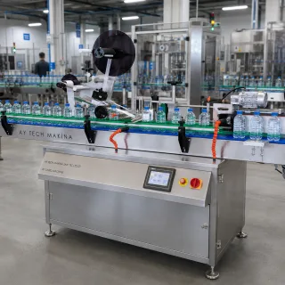 otomatik etiketleme makinası üst yüzey ve silindirik